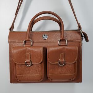 Dooney & Bourke Florentine Leather Handbag Brown Hobo Purse 13 Inch Wide